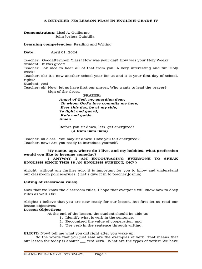 Detailed Lesson Plan | PDF