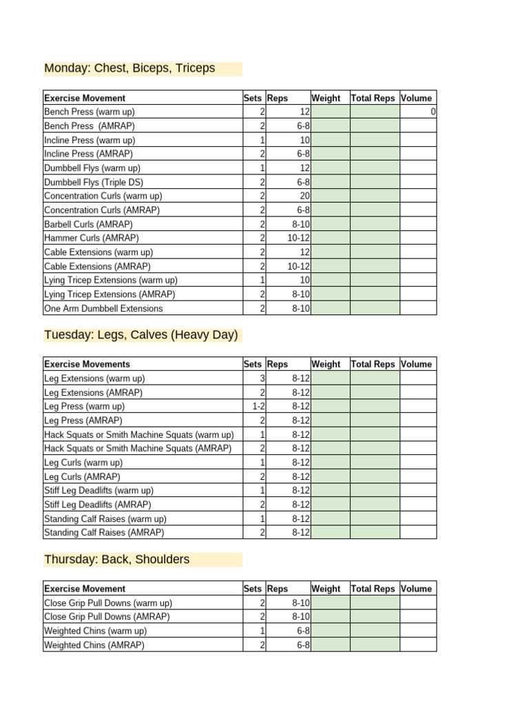 High Intensity Training 6 Weeks | PDF