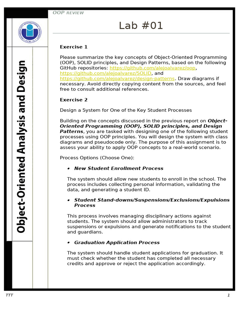 OOAD Lab Assig 01 | PDF
