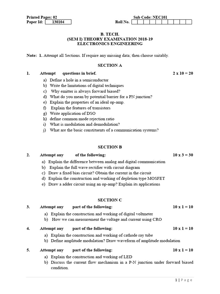 Electronics Engineering NEC-101 | PDF