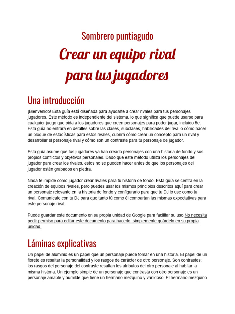 Guía para Crear Rivales | PDF