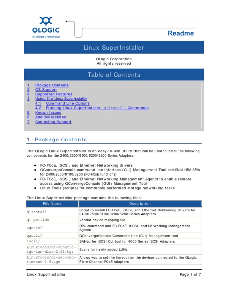QLogicLinux Super Installer Readme PDF Device Driver Operating