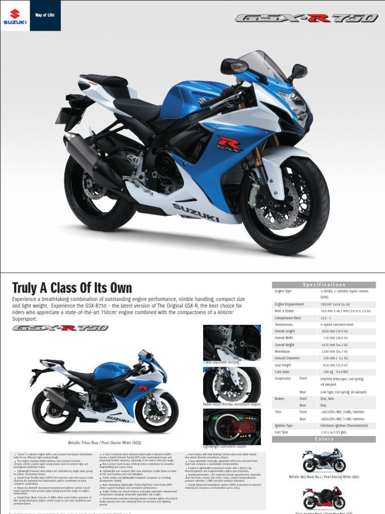 2019 Suzuki GSX-R750 Specifications | PDF | Vehicles | Car
