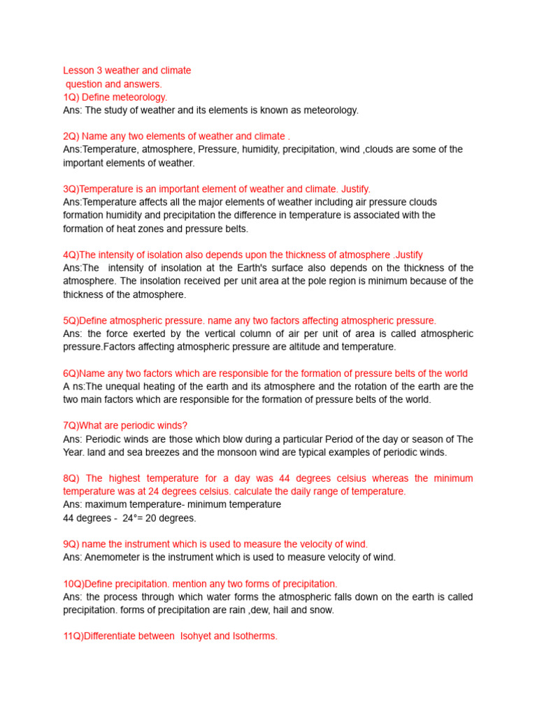 class7 Geo/Weather &Climate | PDF