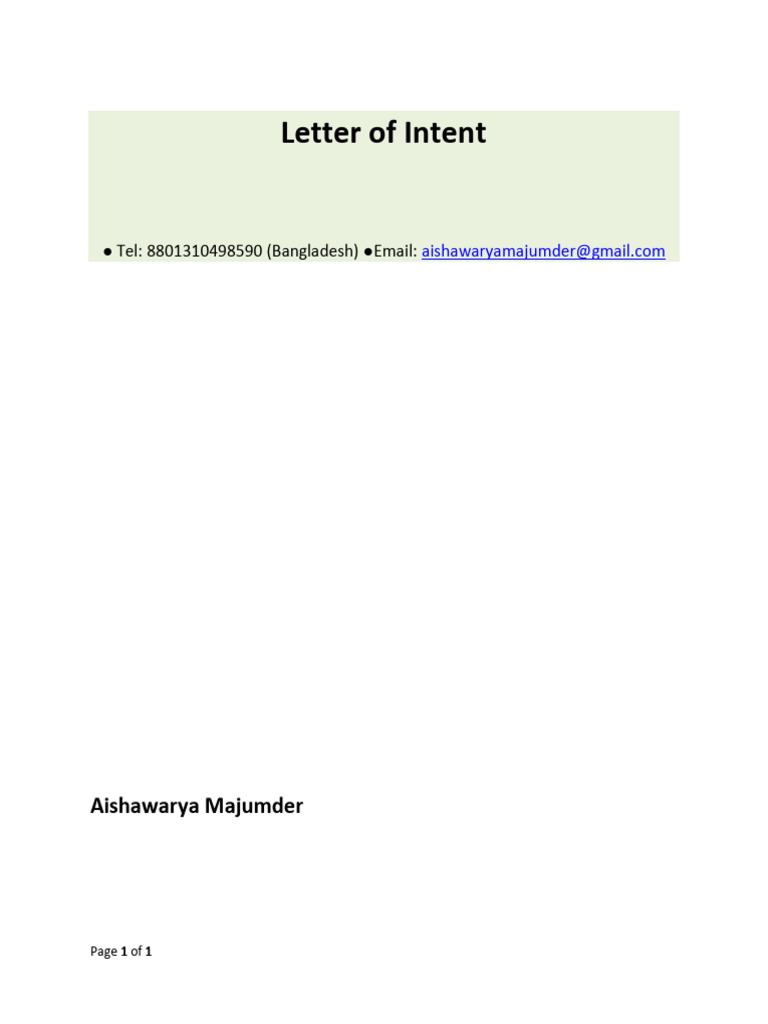 Letter of Intent | PDF