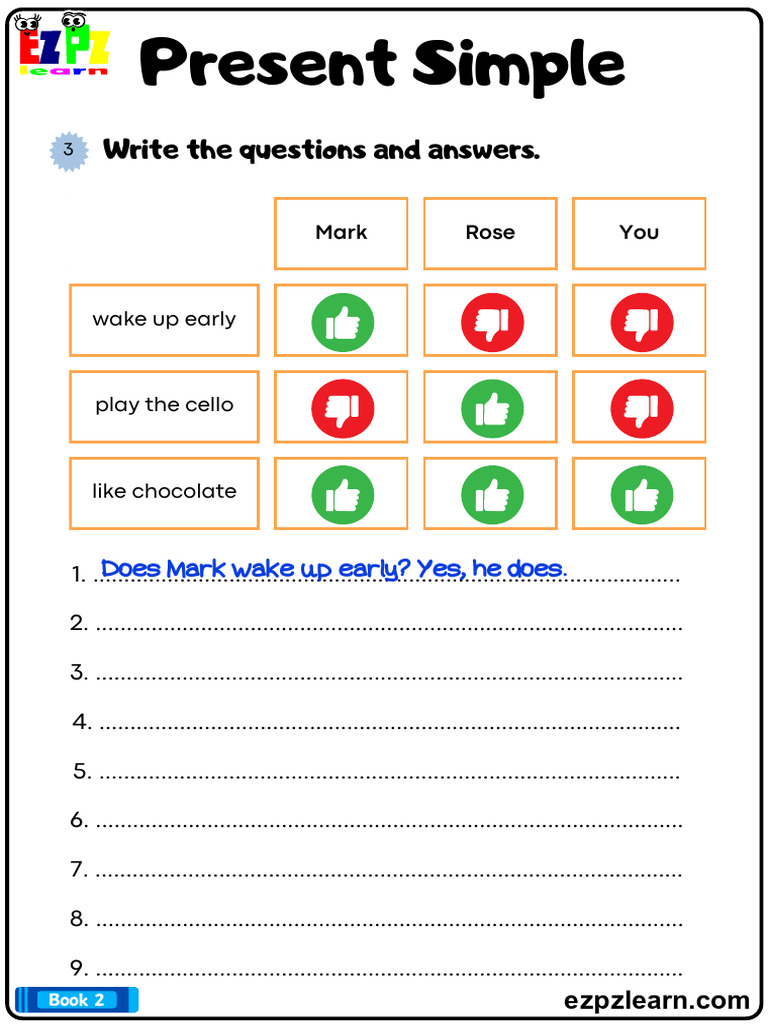 Present Simple Look at The Chart Then Write The Questions and Answers | PDF
