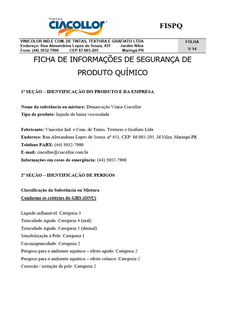 Fispq Tinta Ciacollor | PDF