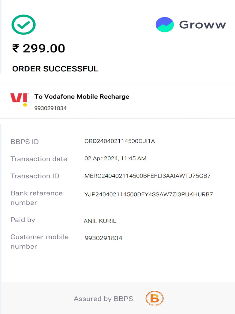 April Recharge Receipt | PDF