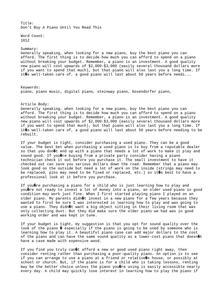 Don T Buy A Piano Until You Read This PDF