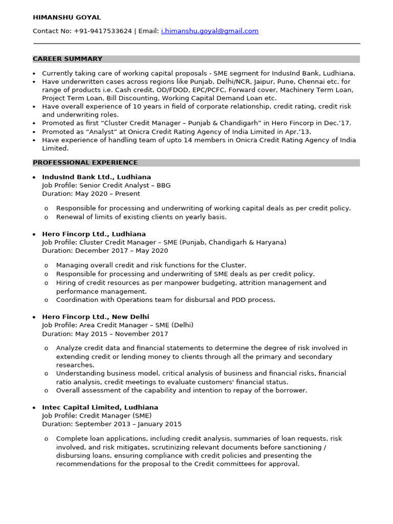 CV Himanshu Goyal | PDF