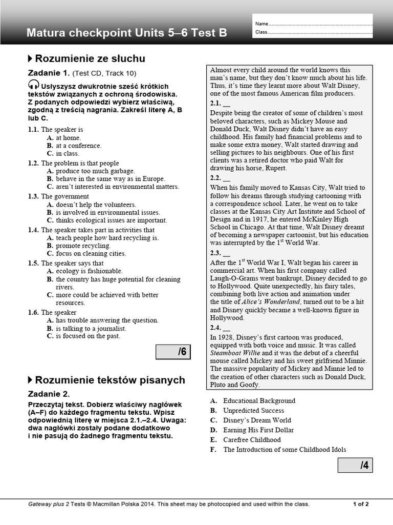 Matura_checkpoint_Units_5–6_Test_B | PDF