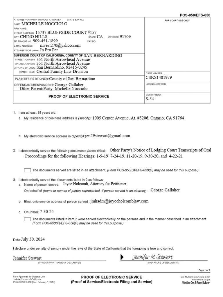 Proof of Electronic Service 7-24-24 | PDF