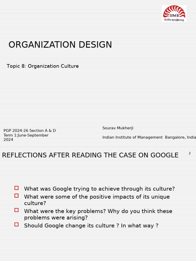 OrgDesign Topic 8 Org Culture D | PDF