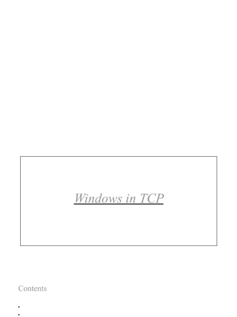 Windows in TCP | PDF | Transmission Control Protocol | Network Congestion