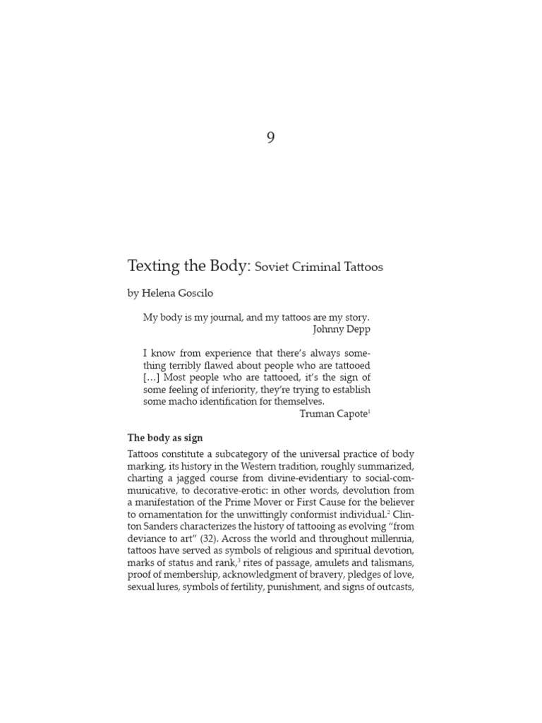 Texting The Body Soviet Criminal Tattoos | PDF | Tattoo | Philosophy
