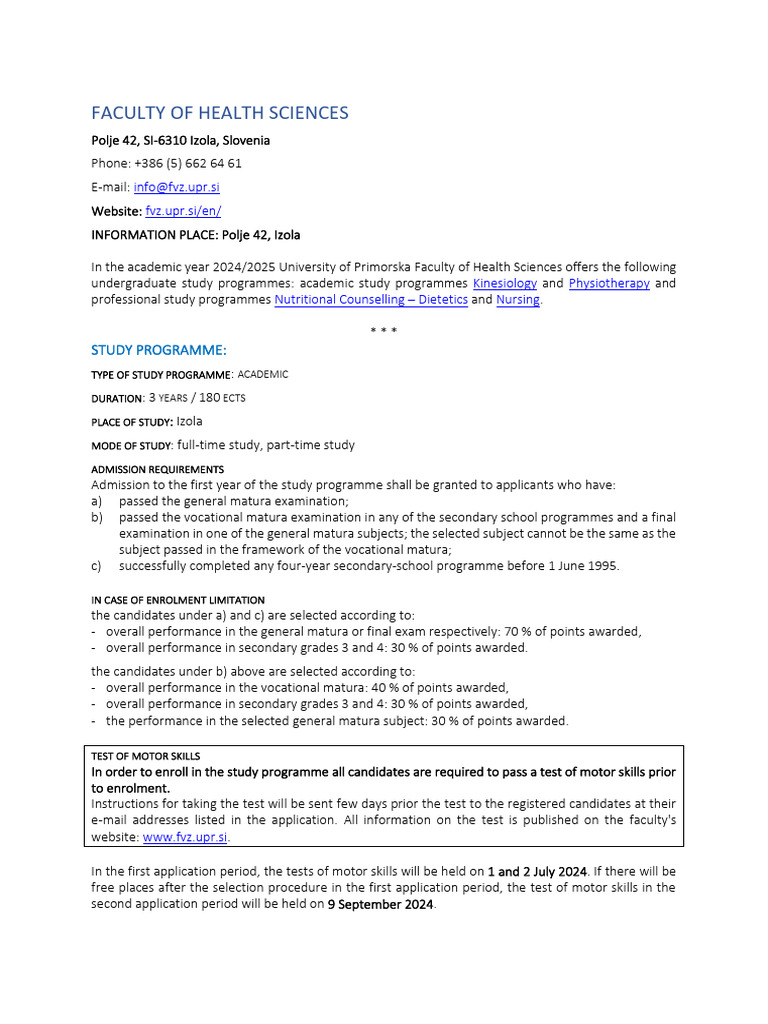 Faculty of Health Sciences | PDF
