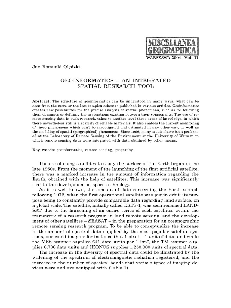 Geoinformatics - An Integrated Spatial Research To | PDF