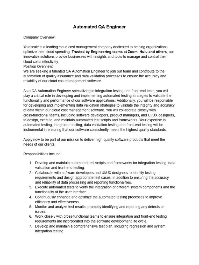 Automated QA Engineer - JD | PDF
