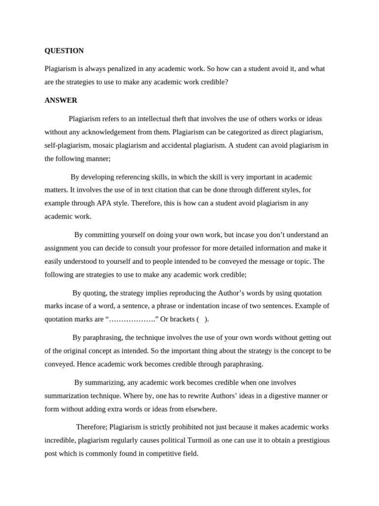 Avoiding Plagiarism in Academia | PDF