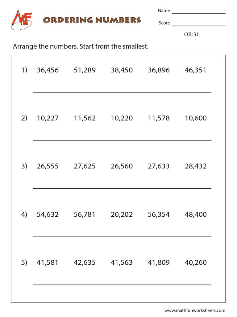Ordering Numbers | PDF