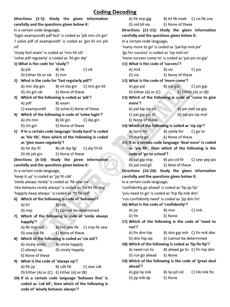 Coding Decoding | PDF