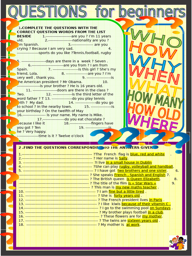 Question Making For Young Lreaners Grammar Drills 85304 | PDF