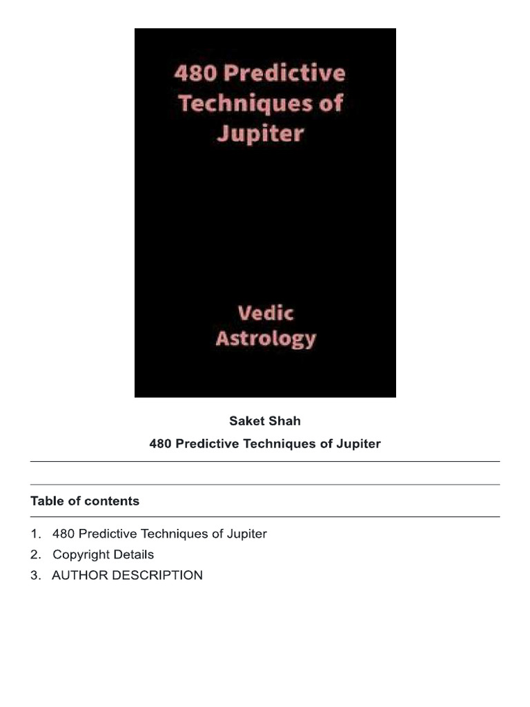 Predictive Techniques in Vedic Astrology | PDF