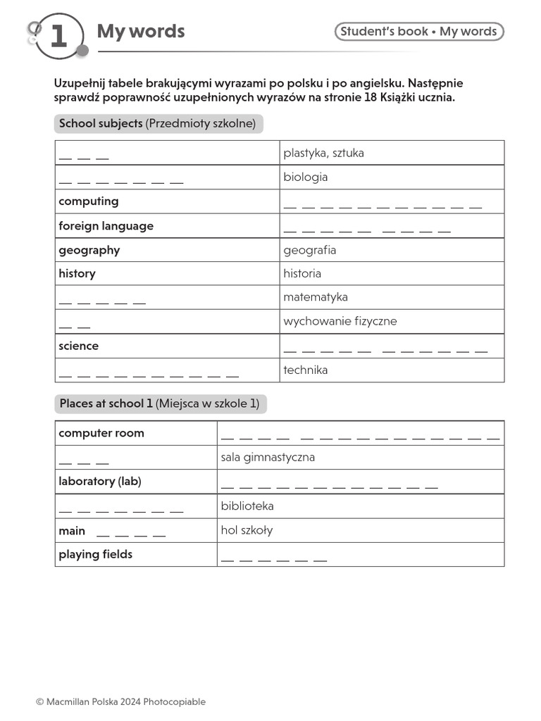 School Subjects and Rules Vocabulary | PDF
