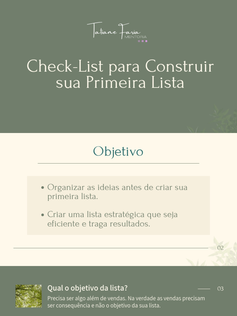 Check-List+para+Construir+sua+Primeira+Lista+ | PDF