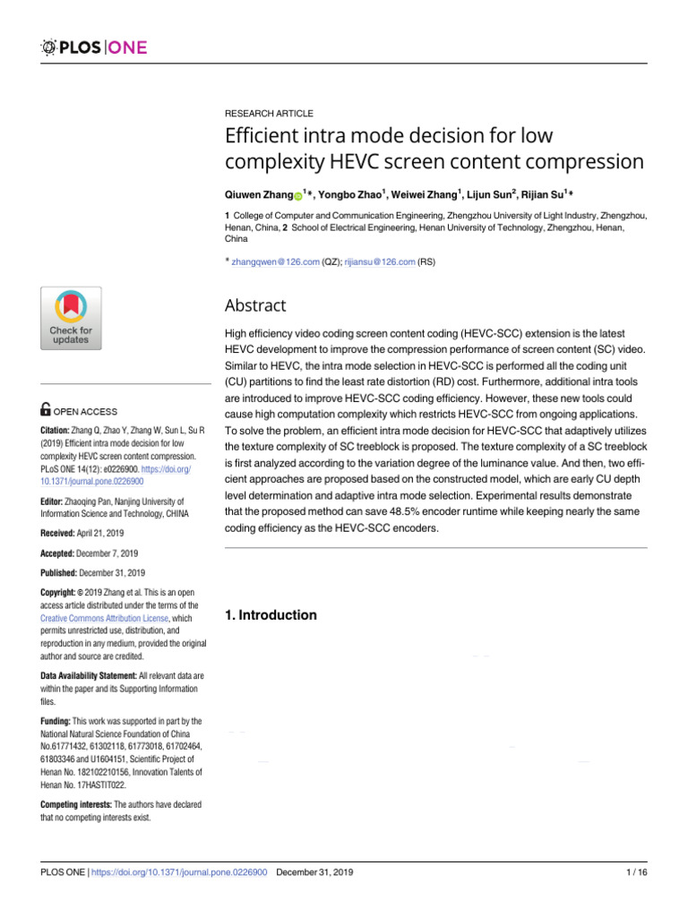 Efficient Intra Mode Decision For Low Complexity HEVC Screen Content ...