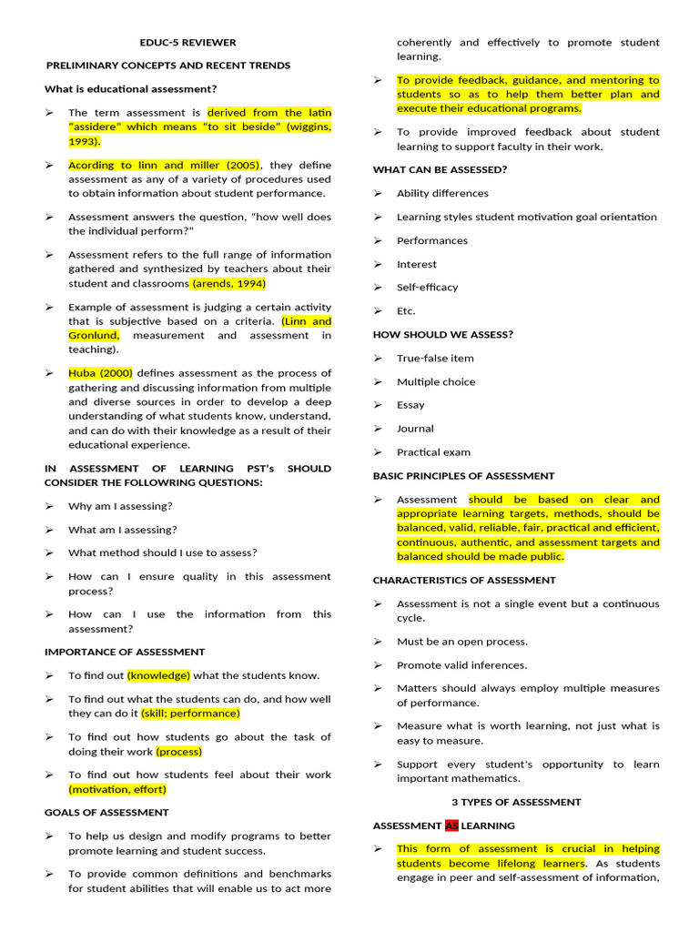 Educ 5 Reviewer | PDF