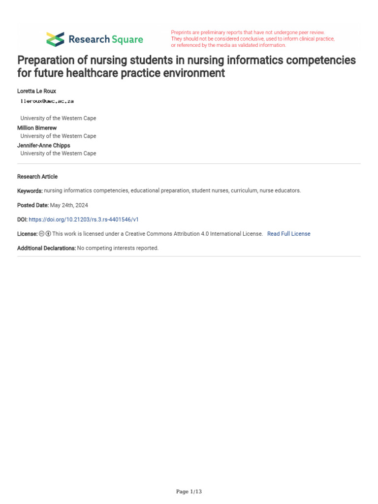Preparation of Nursing Students in Nursing Informa | PDF