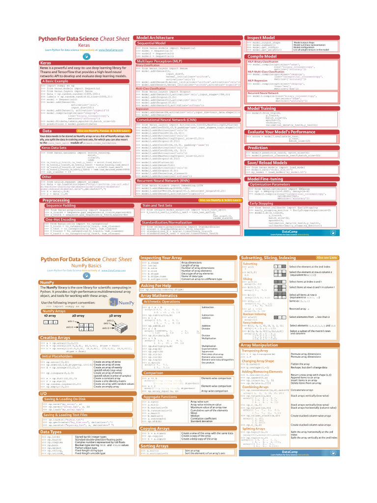Data Science Cheat Sheet (Python&R) | PDF