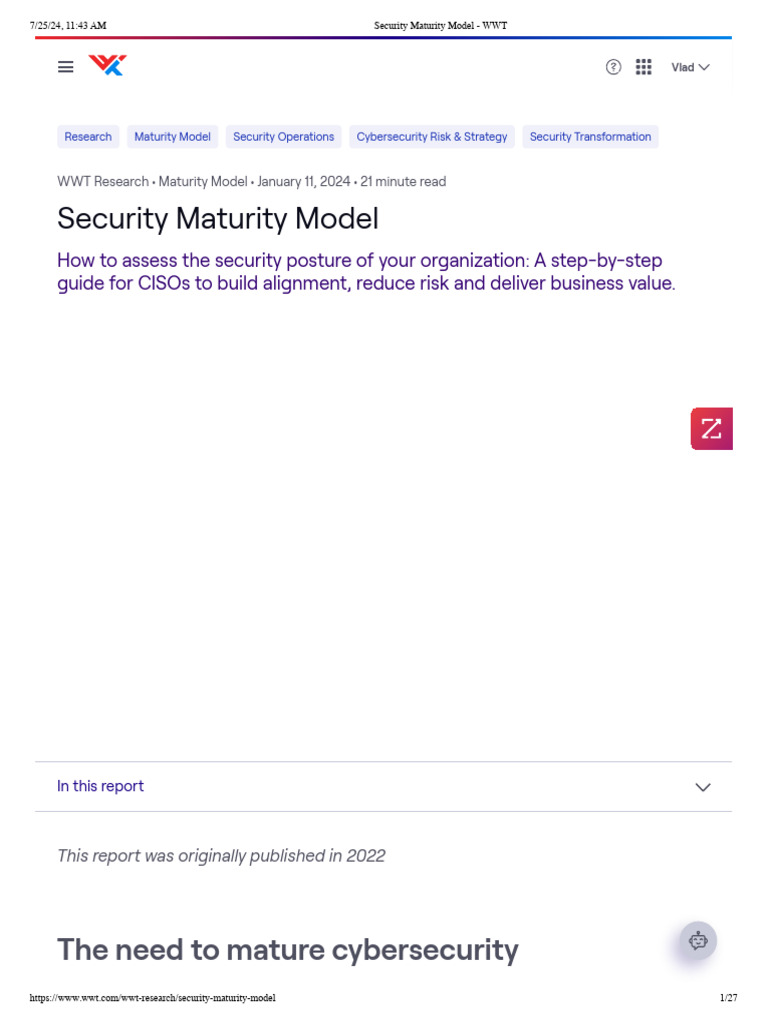 Security Maturity Model - WWT | PDF