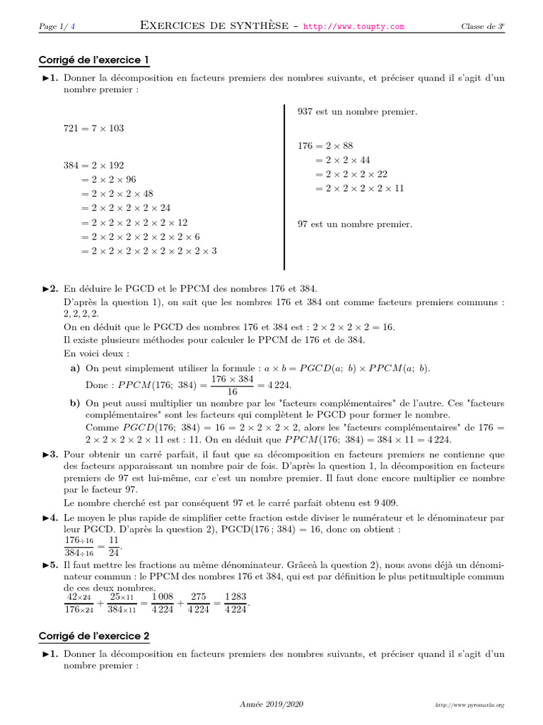 Exercice Synthese 6 Corrige | PDF