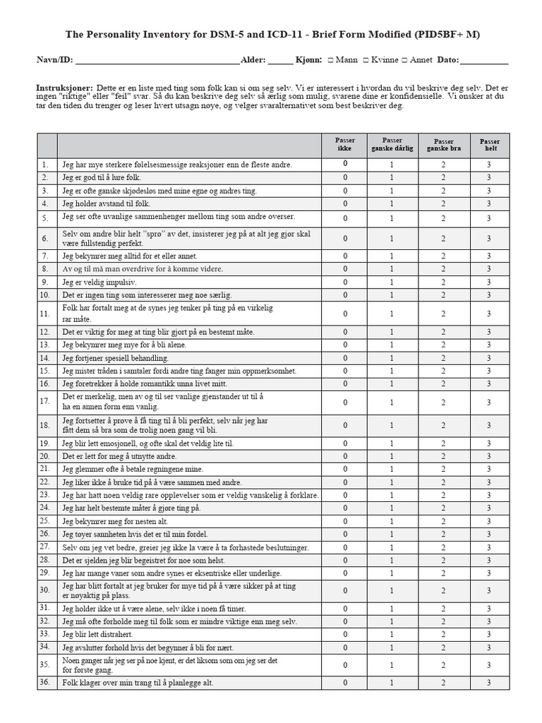 Pid-5 BF+M | PDF