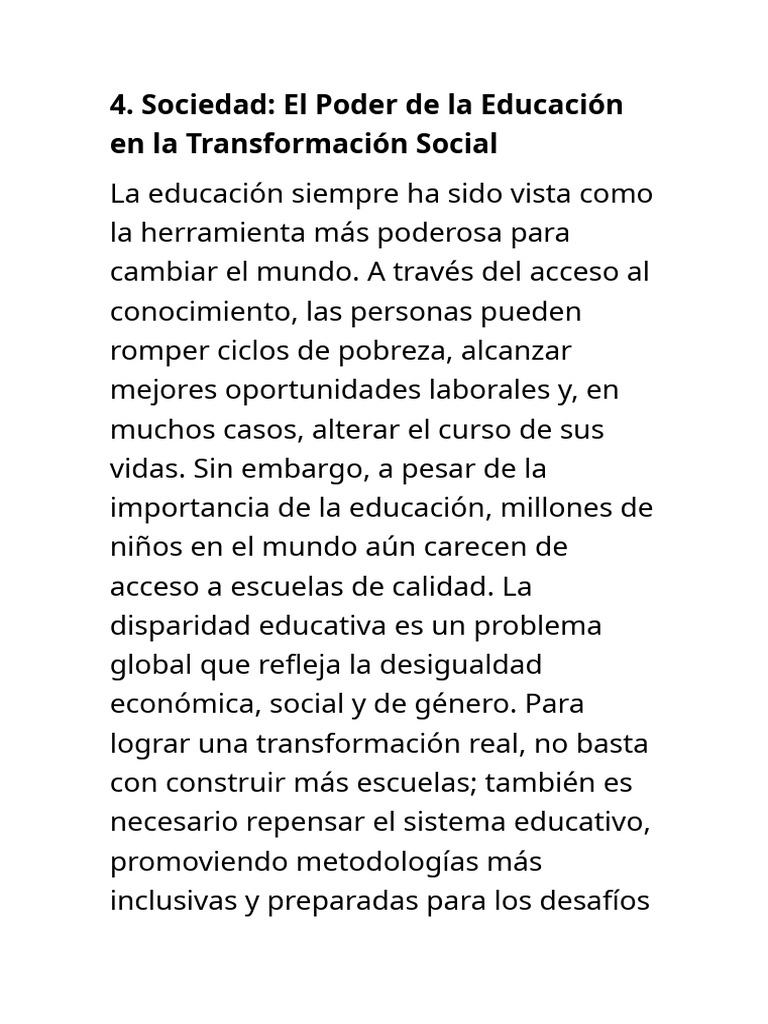 El Poder De La Educacion Pdf