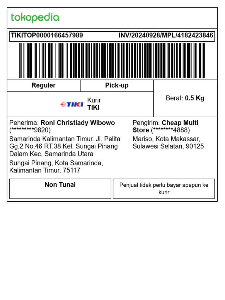 Pengaturan Label Pengiriman | PDF