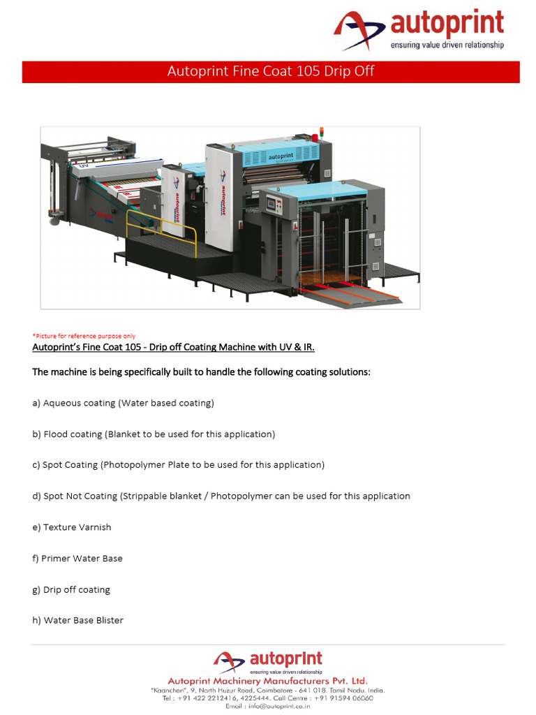 Autoprint Fine Coat 105 Drip Off | PDF