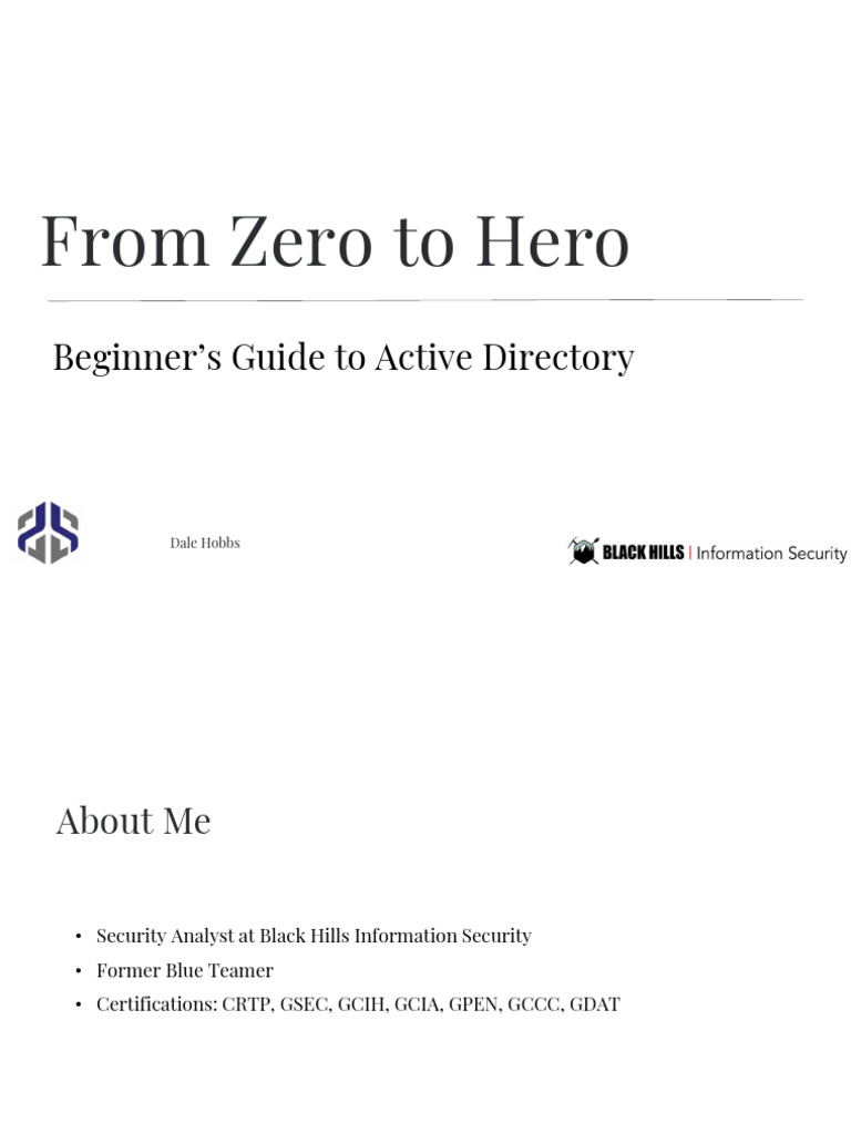 From Zero To Hero A Beginners Guide To Active Directory v2 | PDF