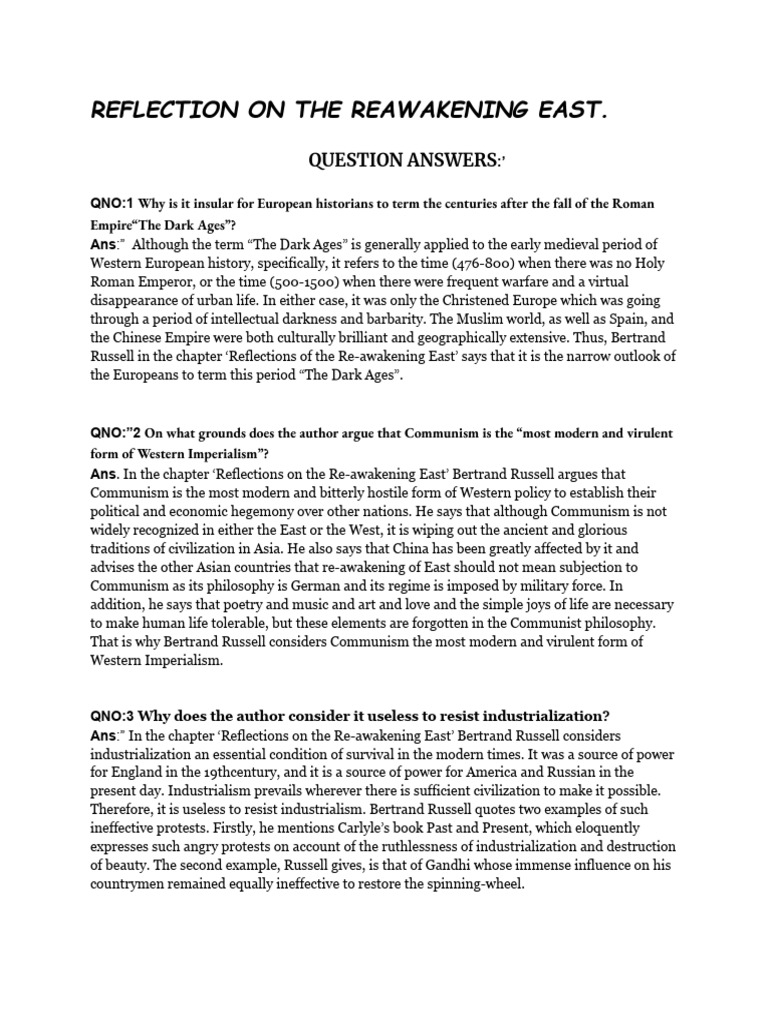 Reflection On The Reawakening East | PDF