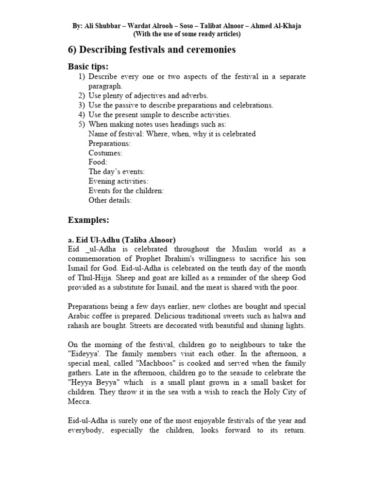 Festival and Ceremony Descriptions | PDF | Wedding | Art