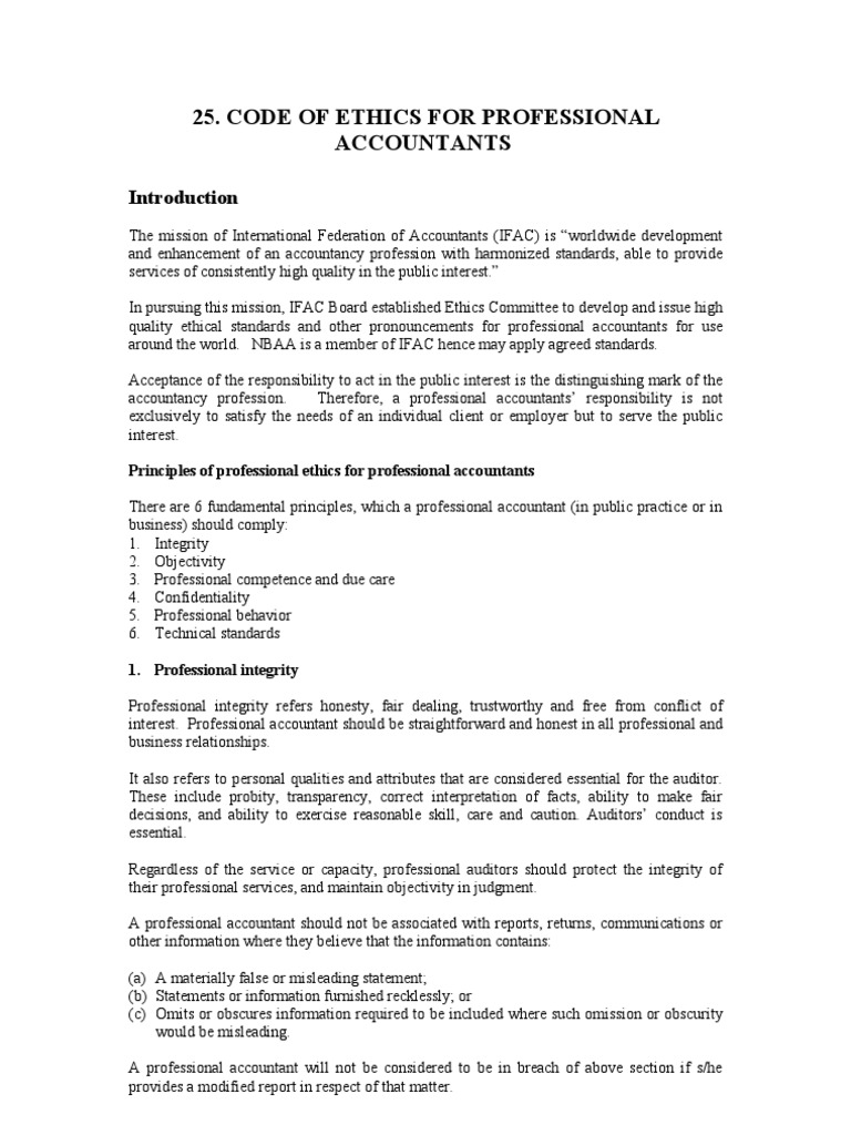 25.Code of Ethics for Professional Accountants Confidentiality Audit