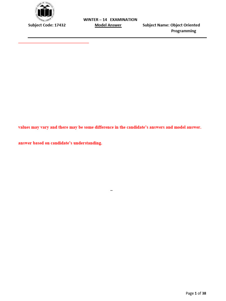 2014 Winter Model Answer Paper | PDF | Class (Computer Programming ...