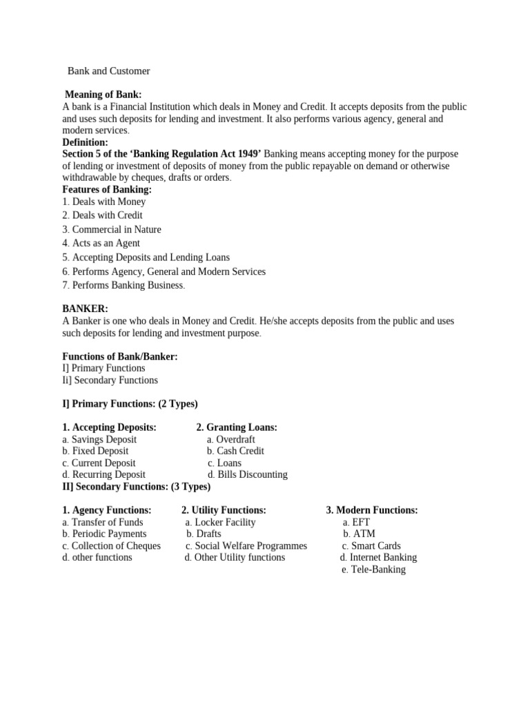 Bank and Customer Rights and Obligations | PDF