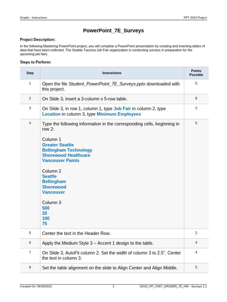 PowerPoint 7E Surveys Instructions | PDF