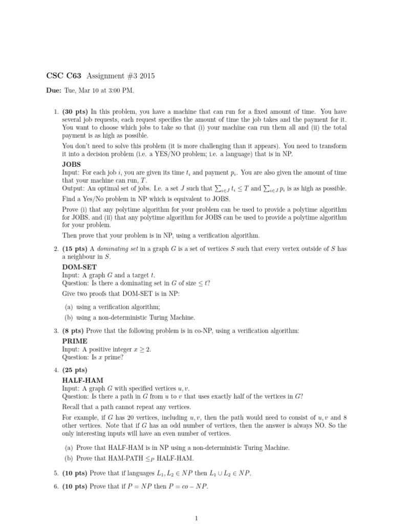 Assignment #3 2015: CSC C63 | PDF