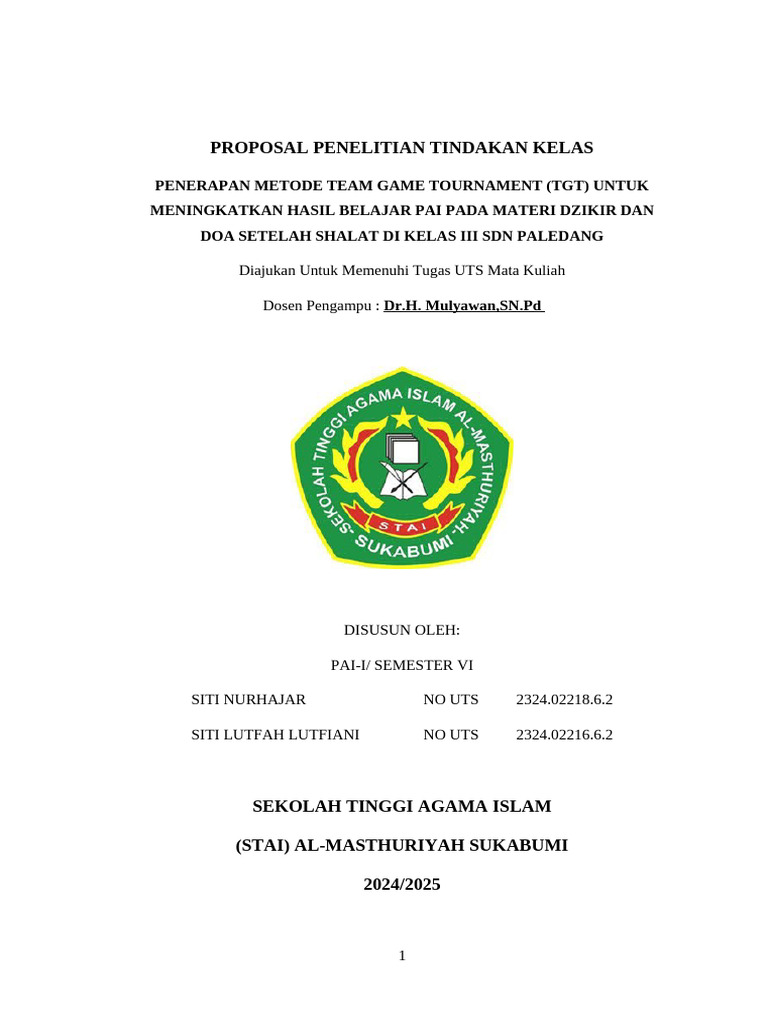Proposal Penelitian Tindakan Kelas | PDF