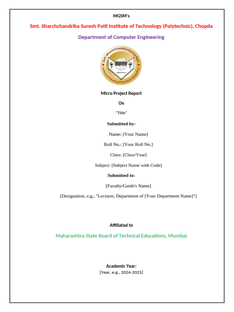 Front Pages Micro Projects | PDF
