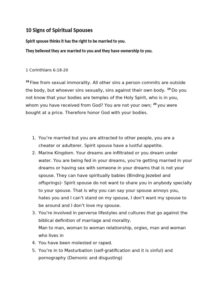 10 Signs of Spiritual Spouses | PDF